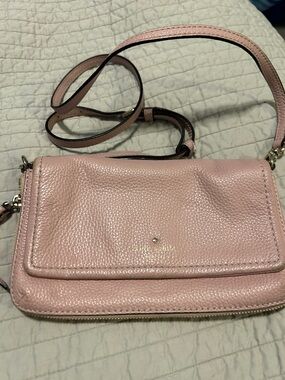 kate spade Blush Pink Pebbled Leather Crossbody Wallet Bag
